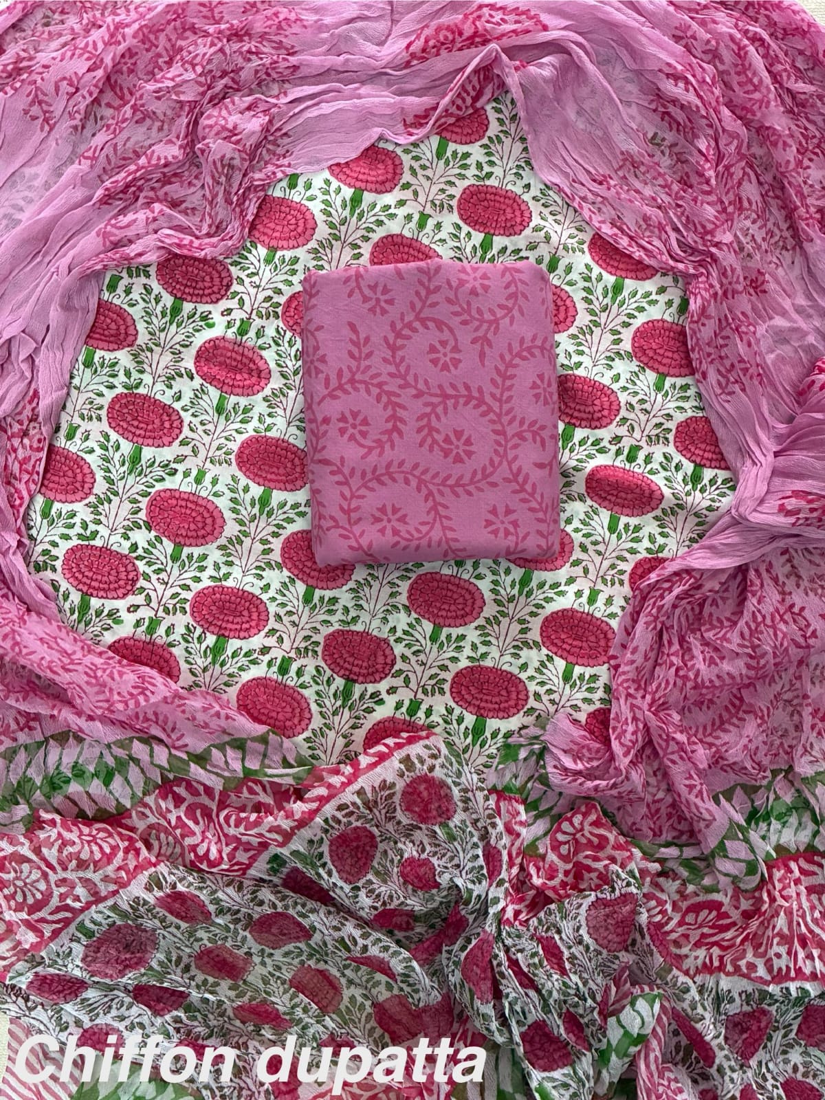 Cotton Suit With Chiffon Dupatta