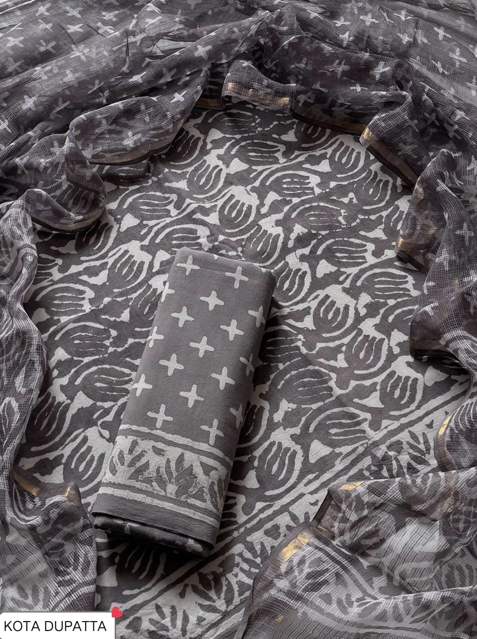 Cotton suit with kota doriya dupatta