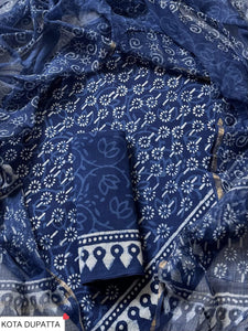 Cotton suit with kota doriya dupatta