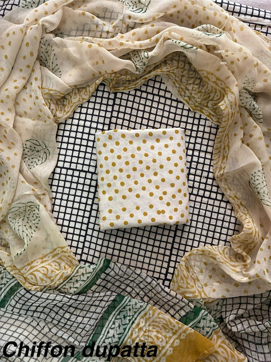 Traditional cotton suit with chiffon dupatta