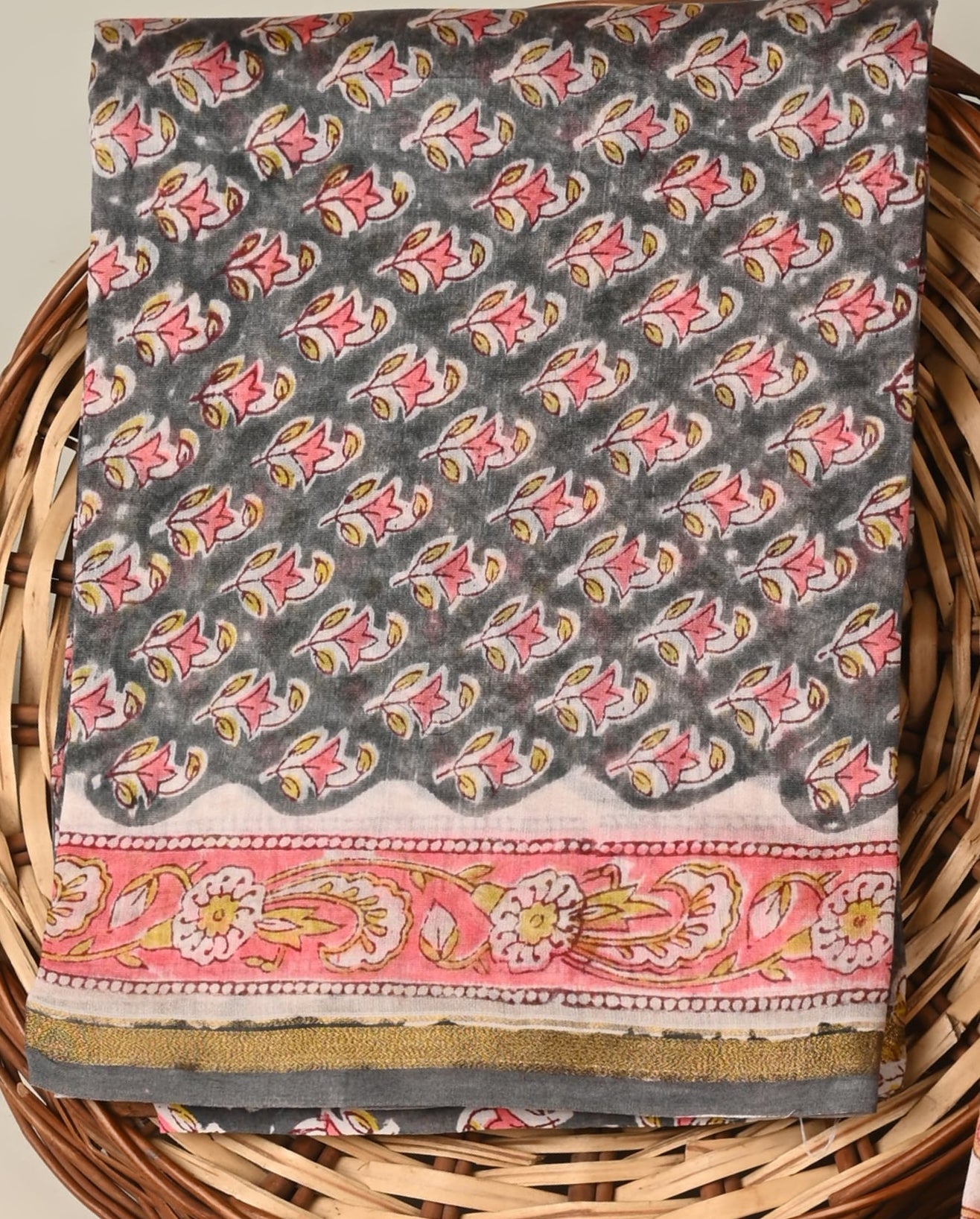 Hand block printed  Chanderi Silk suit