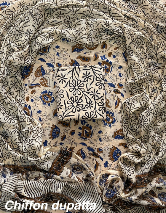 Traditional cotton suit with chiffon dupatta